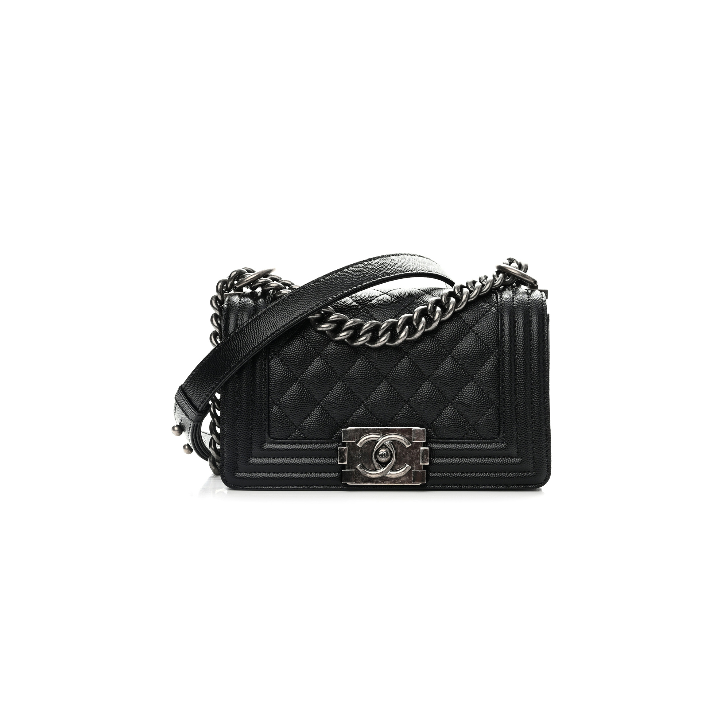 CHANEL CAVIAR SMALL QUILTED BOY FLAP BLACK A67085 Y83338 94305 (20*12*8cm)